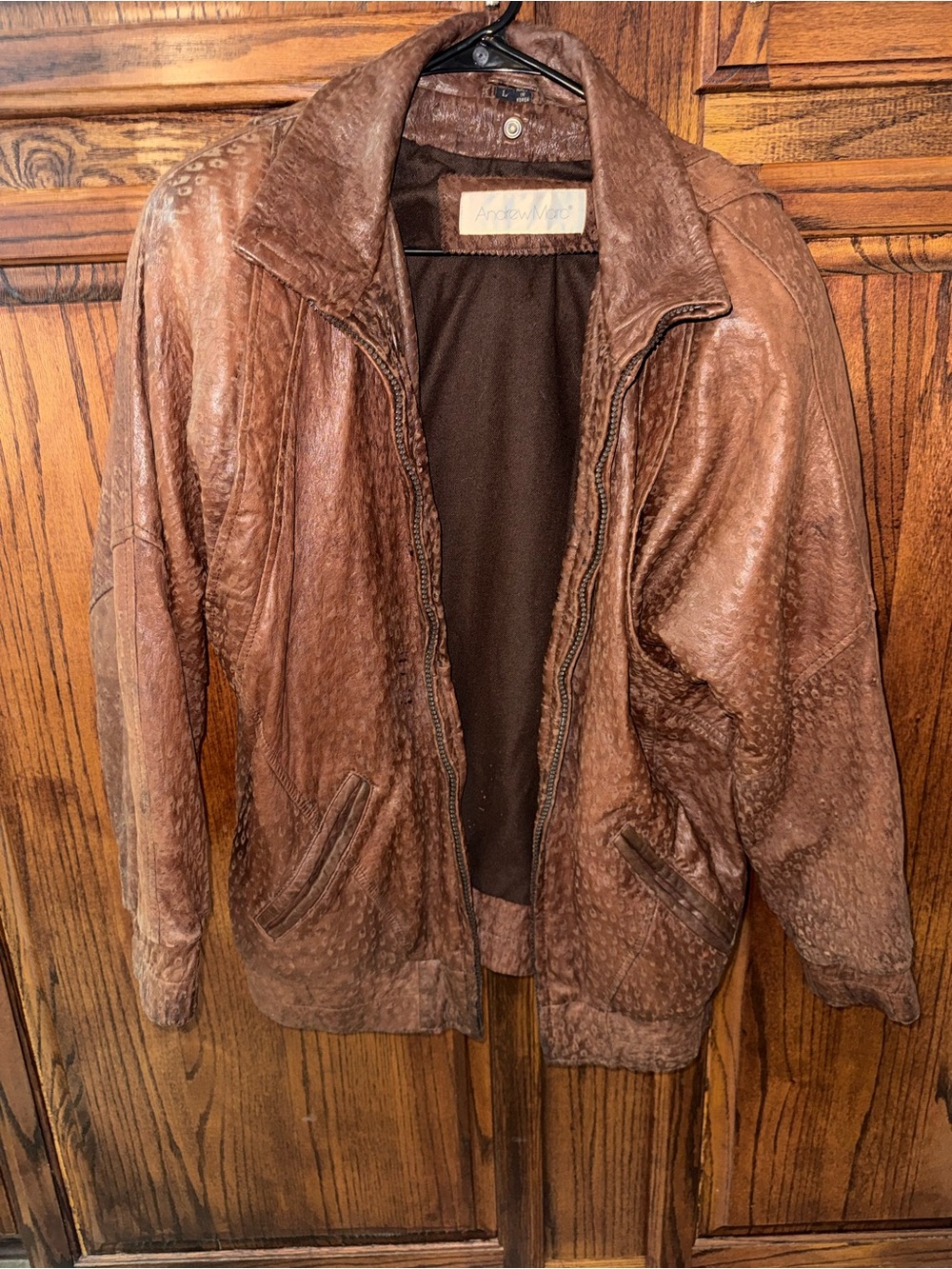 RARE Vintage Andrew Marc Brown Textured Leather Jacket